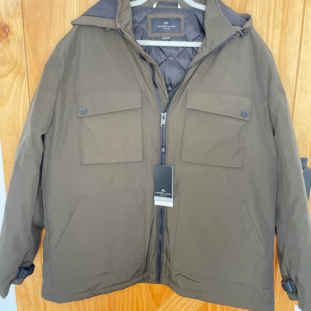 Andrew Marc Men's Rain Jacket Mid-length New with Tags Size XXL Color-Jungle